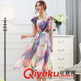 波西米亞長(zhǎng)裙 實(shí)拍2015夏季新款大碼女裝雪紡波西米亞連衣裙女印花大擺長(zhǎng)裙原始圖片2