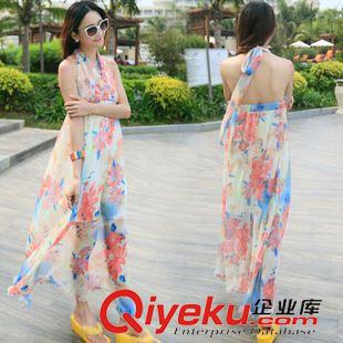 波西米亞長裙 實拍2015夏季女裝新款波西米亞沙灘長裙V領(lǐng)大擺裙雪紡露背仙女裙原始圖片3
