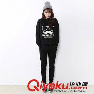 T恤 2015秋季女裝新款寬松T恤女長(zhǎng)袖大碼眼鏡胡子學(xué)院風(fēng)圓領(lǐng)無(wú)帽衛(wèi)衣原始圖片3
