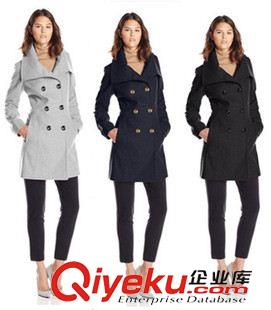 2015女士时尚外套 西装 风衣 大衣  2015外贸原单速卖通欧美风时尚双排扣毛呢大衣外套(优质版)