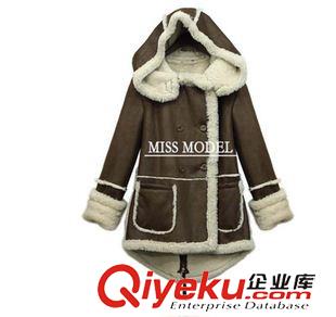 8.12 現(xiàn)貨2015外貿(mào)新品加厚棉服 羊羔毛保暖棉衣女 中長款棉襖厚外套原始圖片2