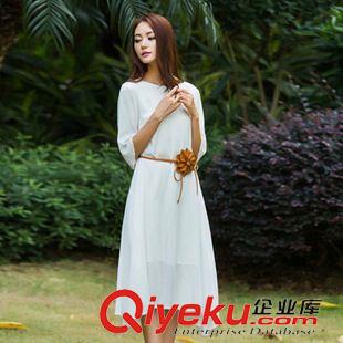 爆款推薦 2015夏季新款文藝復(fù)古棉麻文藝寬松長款森女系連衣裙送腰帶原始圖片2