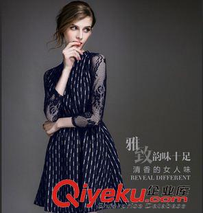 爆款推薦 韓國代購2015秋冬新款荷葉邊包臀拼接撞色魚尾連衣裙女裝