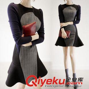 爆款推薦 歐洲站2015秋冬裝新款兩件套套裝連衣裙女 包臀A字裙毛衣裙女
