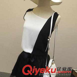2015 蕾絲.雪紡衫 2015夏季新款女裝寬松無袖雪紡衫內(nèi)搭吊帶背心拼色打底衫原始圖片2