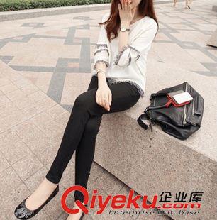 2015新款T恤 820#女裝春裝新品韓版時(shí)尚流蘇花邊中袖寬松百搭上衣大碼針織衫原始圖片2