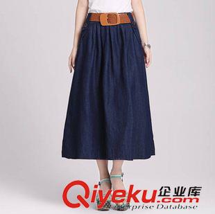 2015 半身裙 2015新款水洗牛仔薄款牛仔長裙休閑長裙牛仔裙半身裙 加腰帶原始圖片2