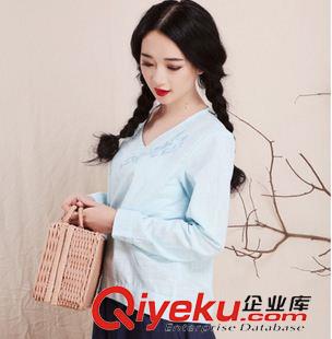 2015時(shí)尚極簡(jiǎn)襯衣 實(shí)拍2014秋裝冬裝季新款文藝復(fù)古森女繡花長(zhǎng)袖襯衫襯衣t恤原始圖片2