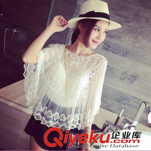 2015{zx1}吊帶 背心 抹胸 夏裝新款韓版女裝百搭鏤空鉤花性感露肩蕾絲衫流蘇邊蕾絲罩衫原始圖片3