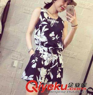 2015{zx1}吊帶 背心 抹胸 2015夏季印花海邊度假夏威夷風(fēng)情花色背心+裙褲套裝