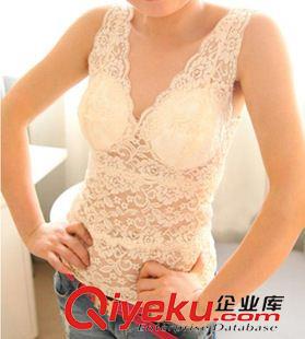 2015{zx1}吊帶 背心 抹胸 2015夏季帶胸墊性感V領(lǐng)低胸全蕾內(nèi)搭吊帶背心女夏