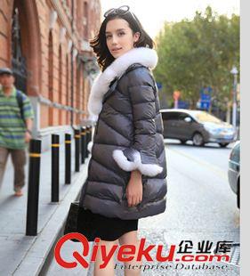 九月新款 2015秋冬新款女裝時(shí)尚奢華超A字斗篷羽絨服女中長(zhǎng)款狐貍毛原始圖片3