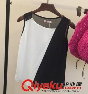 七月新款 2015夏季新款女裝寬松無袖雪紡衫內搭吊帶背心拼色打底衫