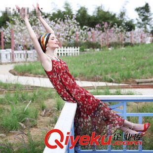 七月新款 2015夏季真絲連衣裙女波西米亞長裙新款度假沙灘裙 印花裙原始圖片3