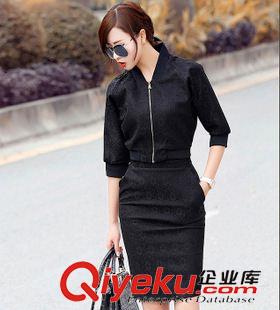 七月新款 2015秋新款女裝歐美時尚小香風名媛氣質蕾絲包裙兩件套套裝原始圖片2