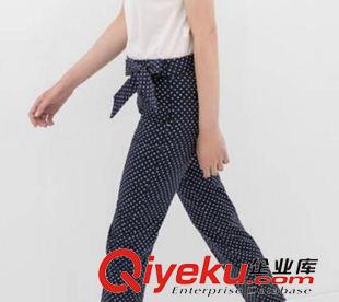 七月新款 同款  2014秋季新款歐美風波點蝴蝶結長褲原始圖片2