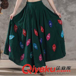 六月新款 2015夏季新款時尚繡花半身裙刺繡民族風女裝百搭裙子棉麻半身裙原始圖片2