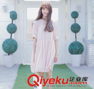 六月新款 2015夏季韓版精品質量文藝甜美簡約兔耳朵雪紡連衣裙原始圖片2