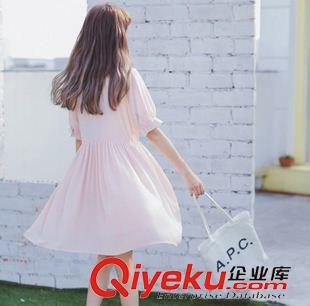 六月新款 2015夏季韓版精品質量文藝甜美簡約兔耳朵雪紡連衣裙原始圖片3