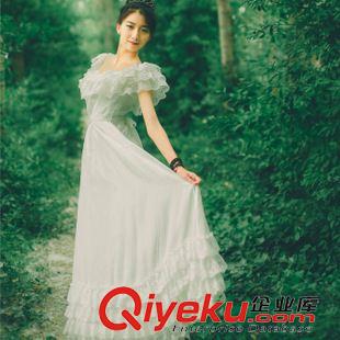 六月新款 2015夏新款 唯美復古文藝風連衣裙 多層蕾絲花邊大擺長裙實拍原始圖片2