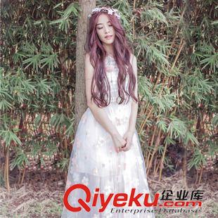 六月新款 2015新款仙女超美蕾絲網(wǎng)紗繡花朵大擺無袖背心長裙 實拍原始圖片3