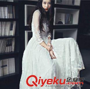 三月新款 1303#春裝新款連衣裙超大裙擺修身沙灘裙復(fù)古文藝系森女長(zhǎng)裙原始圖片2