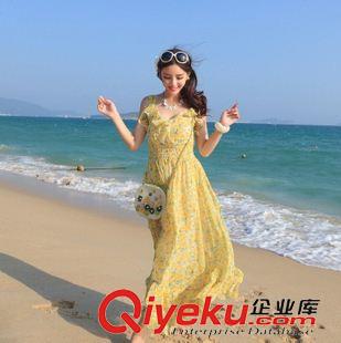 三月新款 2015新款波西米亞雪紡吊帶無(wú)袖背心碎花連衣裙沙灘度假裙 1837原始圖片2