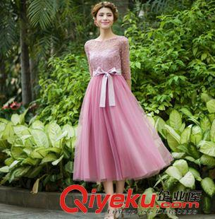 三月新款 2015夏季新款 波點(diǎn) 雪紡連衣裙 露肩蕾絲花瓣袖公主長(zhǎng)裙