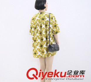 短袖連衣裙 歐美風(fēng)花朵印花圓領(lǐng)短袖t恤打底衫女裝夏季新款原始圖片3