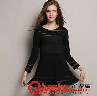 長袖連衣裙 2015秋季新款女裝時尚紅唇印花連衣裙收腰修身顯瘦短裙