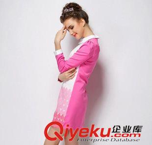 長(zhǎng)袖連衣裙 實(shí)拍2014早秋新款大碼女裝 歐根紗顯瘦收腰歐洲站長(zhǎng)袖連衣裙原始圖片2