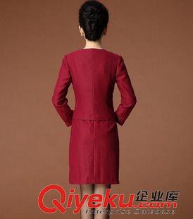 長袖連衣裙 2015秋冬裝新款中年媽媽高檔女裝套裝釘珠修身長袖連衣裙原始圖片3