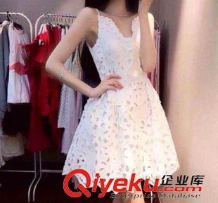 無袖連衣裙 2015夏季新款性感露背蝴蝶結(jié)系帶連衣短裙甜美大擺連衣裙