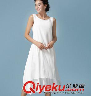 無袖連衣裙 2015夏裝新款女黑白拼色性感露背收腰修身OL名媛氣質(zhì)連衣裙