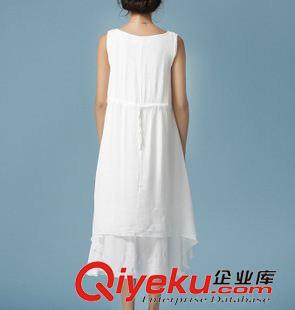 無(wú)袖連衣裙 2015文藝棉麻連衣裙 氣質(zhì)收腰原創(chuàng)復(fù)古亞麻夏季背心裙長(zhǎng)裙假兩件原始圖片3