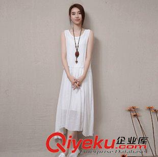 無(wú)袖連衣裙 2015文藝風(fēng)大碼女裝棉麻連衣裙女休閑小清新無(wú)袖背心裙子原始圖片2