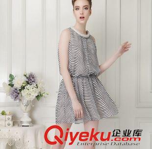 無(wú)袖連衣裙 .2014新款斑馬條紋歐美無(wú)袖背心連衣裙夏季歐洲站原始圖片2