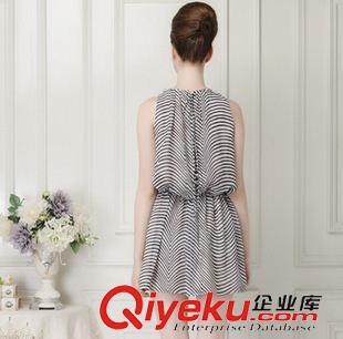 無(wú)袖連衣裙 .2014新款斑馬條紋歐美無(wú)袖背心連衣裙夏季歐洲站原始圖片3
