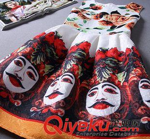 無袖連衣裙 2015（實拍）復(fù)古風(fēng)印花喜劇人頭無袖背心連衣裙 打底蓬蓬公主裙原始圖片3
