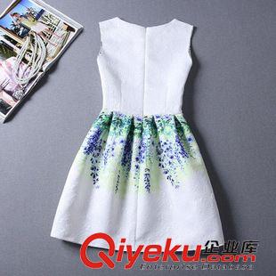 無(wú)袖連衣裙 2015（實(shí)拍）提花簡(jiǎn)約風(fēng)印花花草無(wú)袖背心連衣裙 打底蓬蓬公主裙原始圖片2