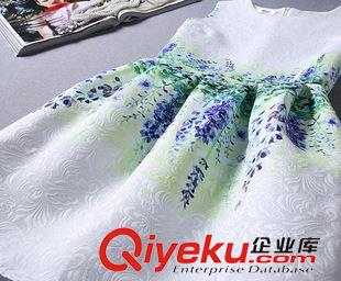 無(wú)袖連衣裙 2015（實(shí)拍）提花簡(jiǎn)約風(fēng)印花花草無(wú)袖背心連衣裙 打底蓬蓬公主裙原始圖片3