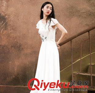 短袖長(zhǎng)裙 2015新款夏季文藝女裝印花雪紡復(fù)古清新仙女飄逸連衣裙長(zhǎng)裙原始圖片2