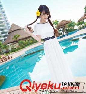 短袖長裙 實(shí)拍14春夏新款甜美公主短袖蕾絲雪紡大擺連衣裙優(yōu)雅雪紡長裙原始圖片2