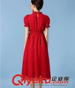 短袖長裙 6103#2015新春 新款 紅妝 復古 繡花長款 大擺 女 長裙 連衣裙原始圖片3