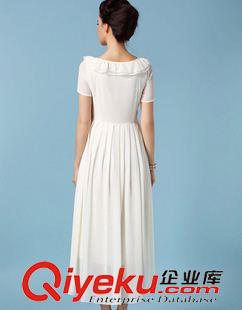 短袖長裙 6102#2015新春新款 純潔 細膩 溫婉 復古 雪紡 顯瘦 連衣裙 長裙原始圖片3