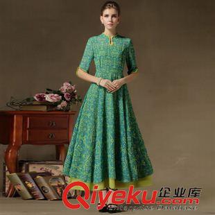 短袖長裙 實(shí)拍15夏歐美拼接網(wǎng)紗刺繡優(yōu)雅氣質(zhì)印花大裙擺長裙連衣裙