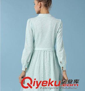 長袖長裙 秋冬新款 公主裙 中長款 蕾絲網(wǎng)紗 單排扣淑女裙 長袖原始圖片3
