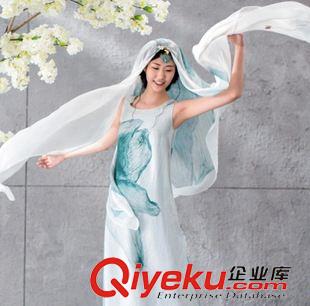 無袖長裙 2015夏裝新款文藝民族風(fēng) 桑蠶絲印花棉麻連衣裙 飄逸無袖長裙原始圖片2
