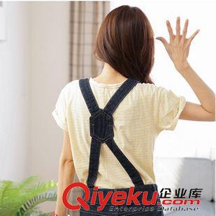 牛仔短褲，半身短裙 2015夏季新款學院風可愛背帶褲修身顯瘦百搭翻邊牛仔背帶短褲女潮原始圖片3
