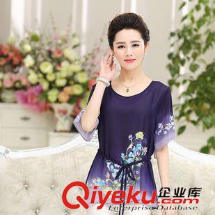 2015 媽媽裝 2015夏季新款媽媽裝夏裝短袖T恤夏季寬松雪紡衫中年氣質(zhì)女裝上衣原始圖片3